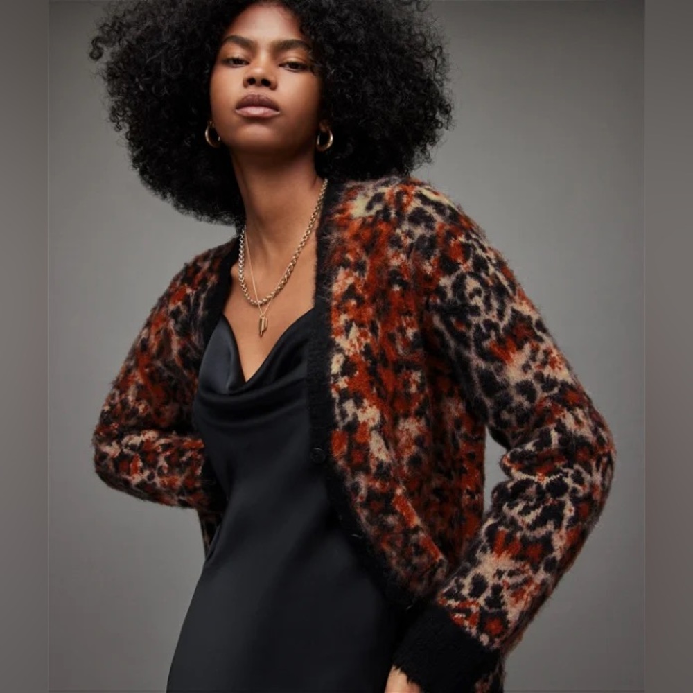 All Saints Star Leopard Cardigan